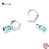 925 Silver Square Zircon Pendent Drop Earrings for Women
