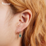925 Silver Square Zircon Pendent Drop Earrings for Women