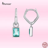 925 Silver Square Zircon Pendent Drop Earrings for Women