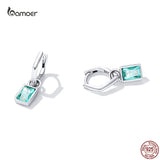 925 Silver Square Zircon Pendent Drop Earrings for Women
