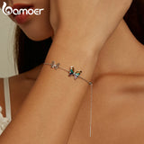 925 Silver Butterfly Chain Bracelet Platinum Plated