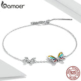 925 Silver Butterfly Chain Bracelet Platinum Plated