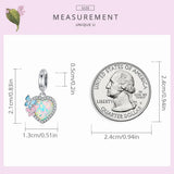 925 Silver Butterfly Opal Heart Charm Pendant, Bracelet & Bangle Jewelry Gift