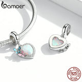 925 Silver Butterfly Opal Heart Charm Pendant, Bracelet & Bangle Jewelry Gift