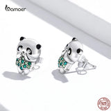 925 Silver Mini Panda Fox Ear Studs Earrings for Women