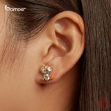 925 Silver Mini Panda Fox Ear Studs Earrings for Women