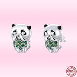 925 Silver Mini Panda Fox Ear Studs Earrings for Women
