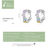 Bamoer 925 Sterling Silver Colorful Paws Ear Buckles for Women