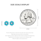 925 Silver Turquoise Flower Stud Earrings Stone Style Fine Jewelry