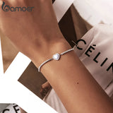 Opal Heart Pendant Bracelet - Sterling Silver Jewelry Gift