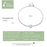 Opal Heart Pendant Bracelet - Sterling Silver Jewelry Gift