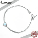Opal Heart Pendant Bracelet - Sterling Silver Jewelry Gift