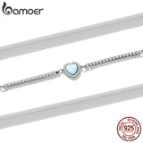 Opal Heart Pendant Bracelet - Sterling Silver Jewelry Gift