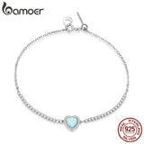 Opal Heart Pendant Bracelet - Sterling Silver Jewelry Gift