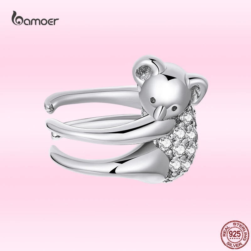 Koala Mono-Ear Cuff 925 Sterling Silver Animal Ear Clip Jewelry
