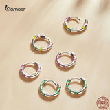 Bamoer Mini Ribbon Earrings 925 Sterling Silver Colorful Earings