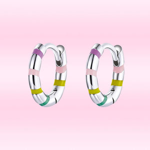Bamoer Mini Ribbon Earrings 925 Sterling Silver Colorful Earings