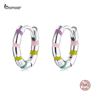 Bamoer Mini Ribbon Earrings 925 Sterling Silver Colorful Earings