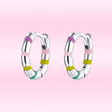 Bamoer Mini Ribbon Earrings 925 Sterling Silver Colorful Earings