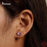 Pink Butterfly Orange Ladybug Ear Studs 925 Sterling Silver Insect Stud Earrings