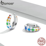 925 Silver Rainbow Earrings Brilliant Ear Buckles for Women