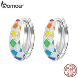 925 Silver Rainbow Earrings Brilliant Ear Buckles for Women