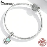 Opal Paw Charm 925 Silver Pet Pendant DIY Bracelet Bangle Jewelry Gift