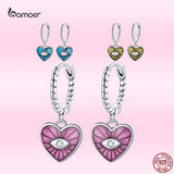Heart Shape Devil Eyes Earrings 925 Sterling Silver Hypoallergenic Jewelry