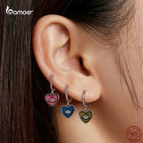 Heart Shape Devil Eyes Earrings 925 Sterling Silver Hypoallergenic Jewelry