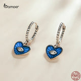 Heart Shape Devil Eyes Earrings 925 Sterling Silver Hypoallergenic Jewelry