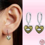 Heart Shape Devil Eyes Earrings 925 Sterling Silver Hypoallergenic Jewelry