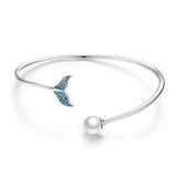 Sterling Silver Mermaid Bangle Fish Tail Bracelet