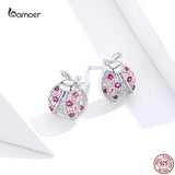 Ladybug Stud Earrings 925 Silver CZ Party Jewelry