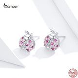 Ladybug Stud Earrings 925 Silver CZ Party Jewelry