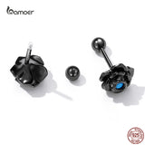 925 Silver Rose Flower Stud Earrings Turquoise Ear Studs