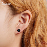 925 Silver Rose Flower Stud Earrings Turquoise Ear Studs