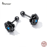 925 Silver Rose Flower Stud Earrings Turquoise Ear Studs