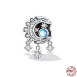 925 Silver Heart Moonstone Star Moon Charms Pendant DIY Jewelry