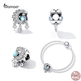 925 Silver Heart Moonstone Star Moon Charms Pendant DIY Jewelry