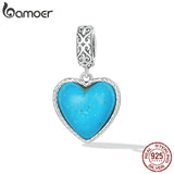 925 Silver Turquoise Heart Pendant Charms for Bracelet & Necklace
