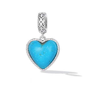 925 Silver Turquoise Heart Pendant Charms for Bracelet & Necklace