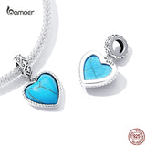 925 Silver Turquoise Heart Pendant Charms for Bracelet & Necklace
