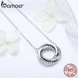 925 Silver Minimalism Geometric Circle Pendant Necklace Women CZ Jewelry