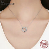925 Silver Minimalism Geometric Circle Pendant Necklace Women CZ Jewelry