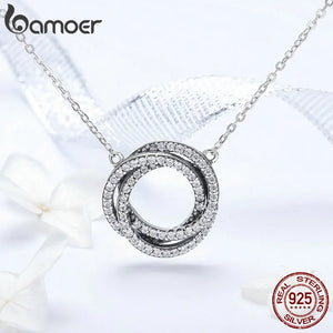 925 Silver Minimalism Geometric Circle Pendant Necklace Women CZ Jewelry
