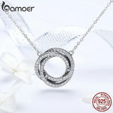 925 Silver Minimalism Geometric Circle Pendant Necklace Women CZ Jewelry