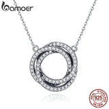 925 Silver Minimalism Geometric Circle Pendant Necklace Women CZ Jewelry