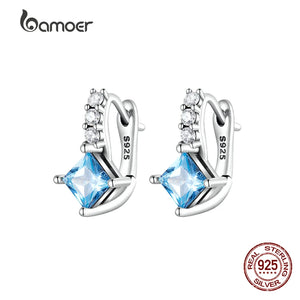 925 Silver CZ Ear Buckle Earrings for Women S925 Fine Jewelry