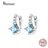 925 Silver CZ Ear Buckle Earrings for Women S925 Fine Jewelry