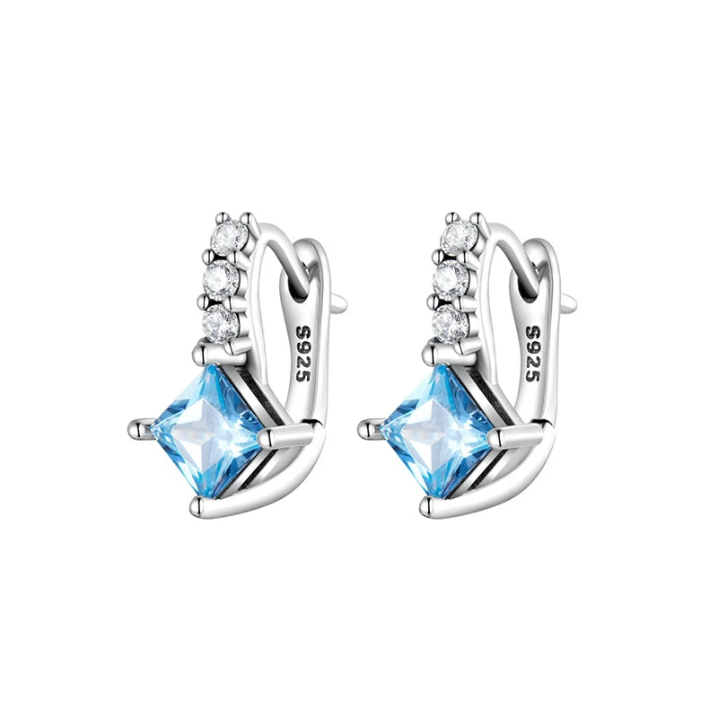 925 Silver CZ Ear Buckle Earrings for Women S925 Fine Jewelry